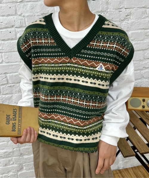 GEVACO(ゲバコ)の「【GEVACO / ゲバコ】フェアアイルVネックニットベスト(ベスト・メンズ・グリーン/ネイビー/ブラウン・LARGE/MEDIUM/SMALL)」の10枚目の写真