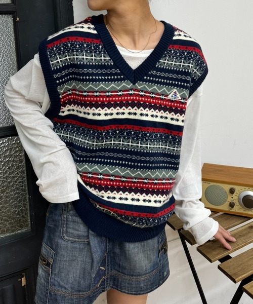 GEVACO(ゲバコ)の「【GEVACO / ゲバコ】フェアアイルVネックニットベスト(ベスト・メンズ・グリーン/ネイビー/ブラウン・LARGE/MEDIUM/SMALL)」の13枚目の写真