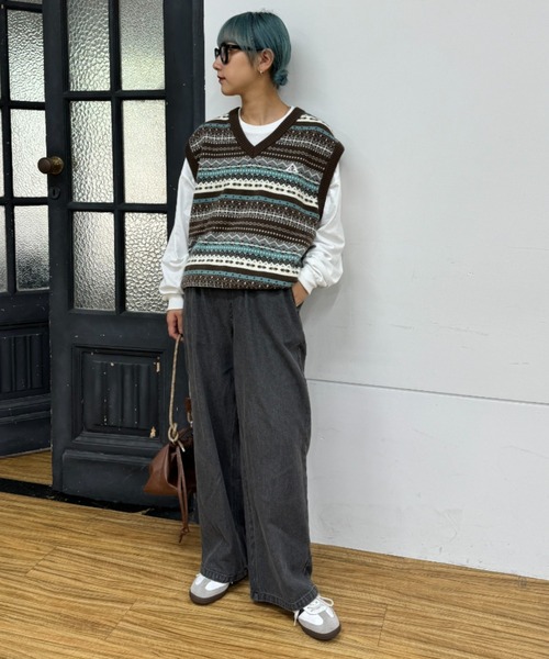 GEVACO(ゲバコ)の「【GEVACO / ゲバコ】フェアアイルVネックニットベスト(ベスト・メンズ・グリーン/ネイビー/ブラウン・LARGE/MEDIUM/SMALL)」の6枚目の写真