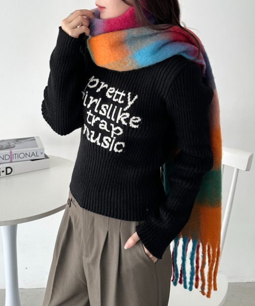 CLEA(クレア)の「マルチチェックボリュームフリンジマフラー(マフラー・レディース・オレンジ/イエロー/ブラウン/ブルー/ミント/ピンク/ライトピンク/パープル・FREE)」の19枚目の写真