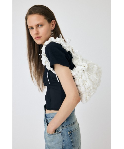 MOUSSY（マウジー）の「SHOULDER RIBBON PURSE バッグ（ショルダーバッグ・レディース・ブラック/ホワイト・FREE）」の3枚目の写真