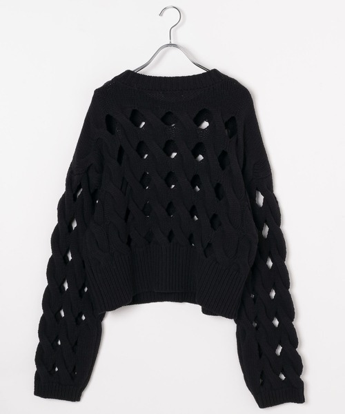 LEPSIM（レプシィム）の「3.5ゲージショートホールプルオーバー　133101（ニット/セーター・レディース・パープル/ブラック・FREE）」の3枚目の写真