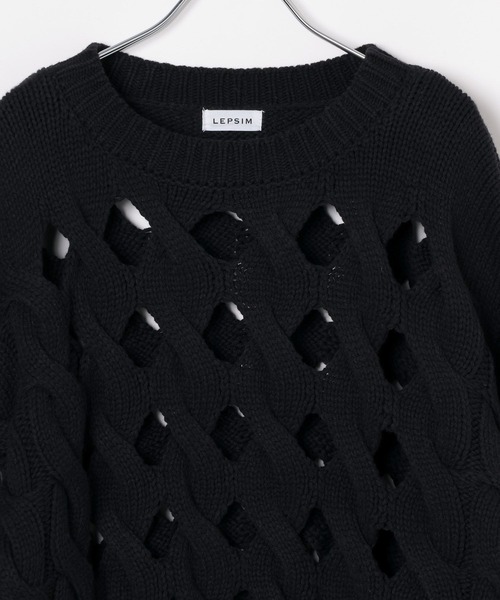 LEPSIM（レプシィム）の「3.5ゲージショートホールプルオーバー　133101（ニット/セーター・レディース・パープル/ブラック・FREE）」の5枚目の写真