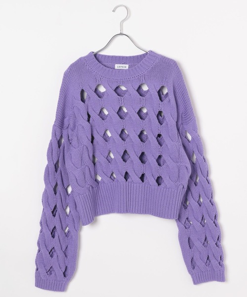 LEPSIM（レプシィム）の「3.5ゲージショートホールプルオーバー　133101（ニット/セーター・レディース・パープル/ブラック・FREE）」の17枚目の写真