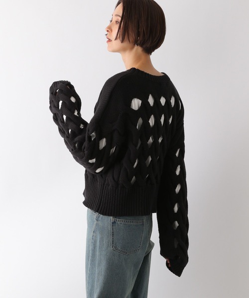 LEPSIM（レプシィム）の「3.5ゲージショートホールプルオーバー　133101（ニット/セーター・レディース・パープル/ブラック・FREE）」の18枚目の写真