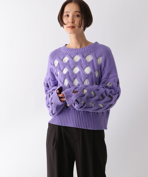 LEPSIM（レプシィム）の「3.5ゲージショートホールプルオーバー　133101（ニット/セーター・レディース・パープル/ブラック・FREE）」の21枚目の写真