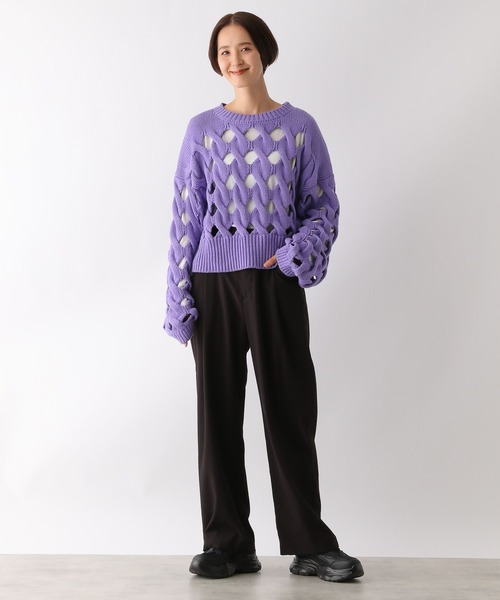 LEPSIM（レプシィム）の「3.5ゲージショートホールプルオーバー　133101（ニット/セーター・レディース・パープル/ブラック・FREE）」の14枚目の写真