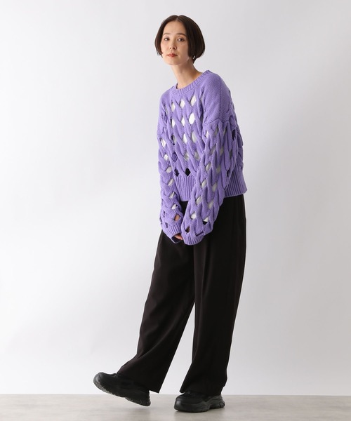 LEPSIM（レプシィム）の「3.5ゲージショートホールプルオーバー　133101（ニット/セーター・レディース・パープル/ブラック・FREE）」の22枚目の写真