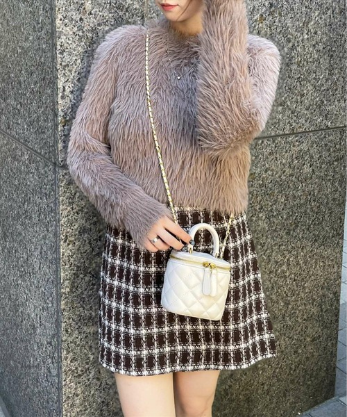 clear（クリア）の「ツイードスカート [セット可 高見え 大人 上品 スタイルアップ]≪2024AW新作≫（スカート・レディース・ピンク/ブラウン/ブラック×ホワイト/ホワイト×ブラック・F/SHORT）」の18枚目の写真