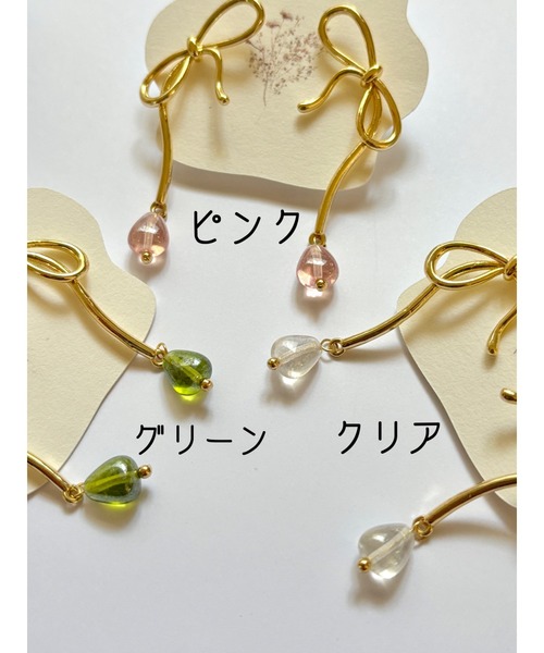 tone(トーン)の「【YM】ニュアンスリボン ピアス シルバー925(MA)(ピアス(両耳用)・レディース・クリア/ピンク/グリーン・FREE)」の4枚目の写真