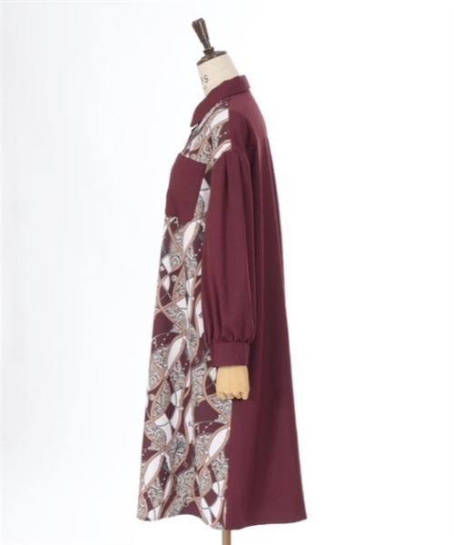 axes femme(アクシーズファム)の「スカーフ切替シャツワンピース(シャツワンピース・レディース・ワイン/ブラック/グリーン・FREE)」の8枚目の写真