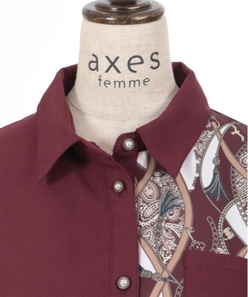 axes femme(アクシーズファム)の「スカーフ切替シャツワンピース(シャツワンピース・レディース・ワイン/ブラック/グリーン・FREE)」の12枚目の写真