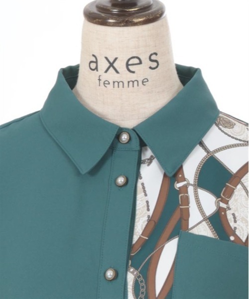 axes femme(アクシーズファム)の「スカーフ切替シャツワンピース(シャツワンピース・レディース・ワイン/ブラック/グリーン・FREE)」の19枚目の写真
