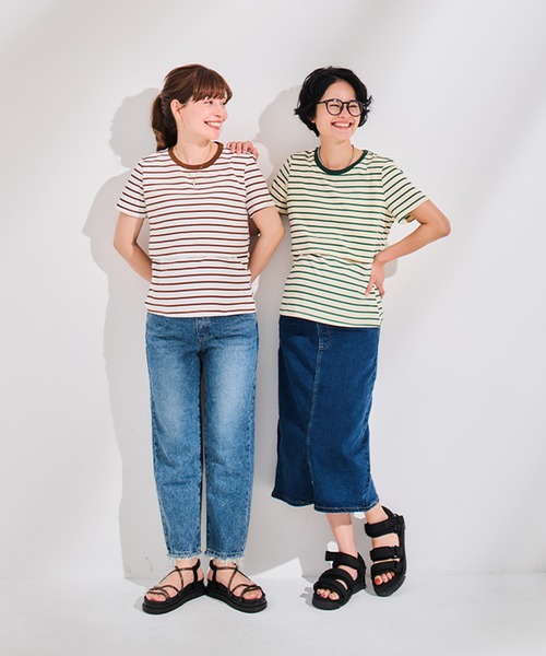 CHOCOA(チョコア)の「授乳口付きボーダーTシャツ(マタニティウェア/グッズ・レディース・ブラウン/グリーン・M/L/XL)」の18枚目の写真