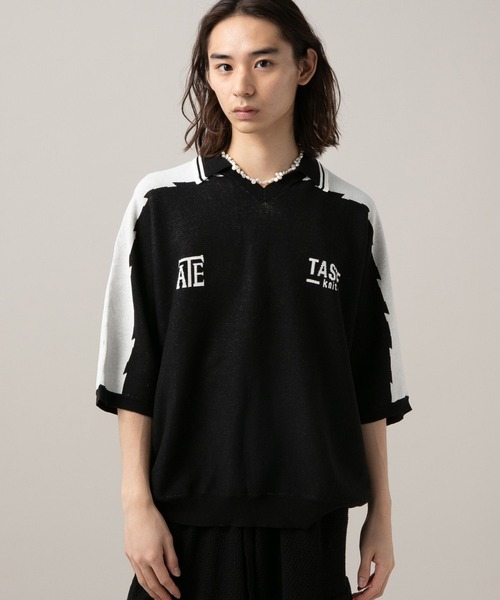 TASTE by Knit(テイストバイニット)の「【TASTE by Knit】Game knit polo(ニット/セーター・メンズ・ブラック/ベージュ・MEDIUM/SMALL)」の2枚目の写真