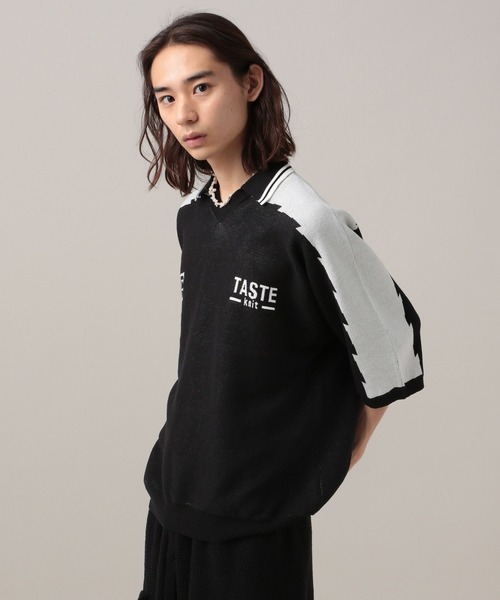 TASTE by Knit(テイストバイニット)の「【TASTE by Knit】Game knit polo(ニット/セーター・メンズ・ブラック/ベージュ・MEDIUM/SMALL)」の5枚目の写真