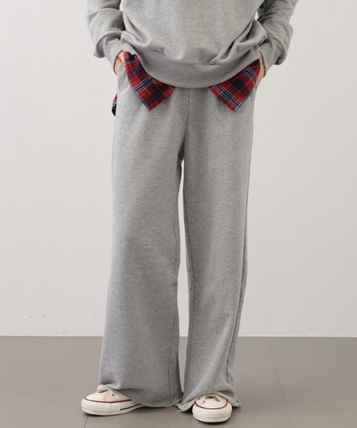 saloon(サルーン)の「SALOON(サルーン)/スウェットワイドパンツ【手洗い可】(スウェットパンツ・レディース・チャコールグレー/ライトグレー/アイボリー・FREE)」の1枚目の写真