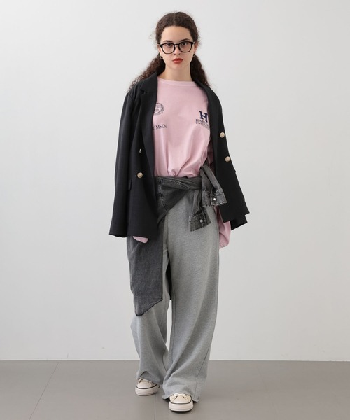 saloon(サルーン)の「SALOON(サルーン)/スウェットワイドパンツ【手洗い可】(スウェットパンツ・レディース・チャコールグレー/ライトグレー/アイボリー・FREE)」の4枚目の写真