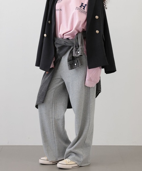 saloon(サルーン)の「SALOON(サルーン)/スウェットワイドパンツ【手洗い可】(スウェットパンツ・レディース・チャコールグレー/ライトグレー/アイボリー・FREE)」の5枚目の写真