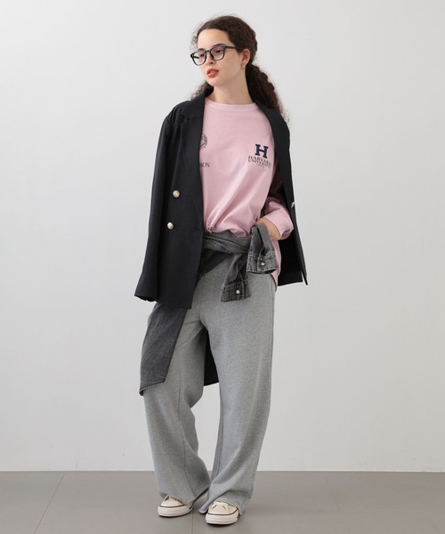 saloon(サルーン)の「SALOON(サルーン)/スウェットワイドパンツ【手洗い可】(スウェットパンツ・レディース・チャコールグレー/ライトグレー/アイボリー・FREE)」の6枚目の写真