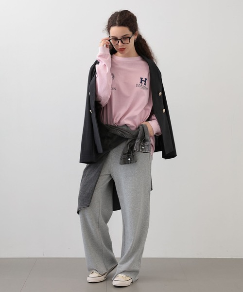 saloon(サルーン)の「SALOON(サルーン)/スウェットワイドパンツ【手洗い可】(スウェットパンツ・レディース・チャコールグレー/ライトグレー/アイボリー・FREE)」の7枚目の写真