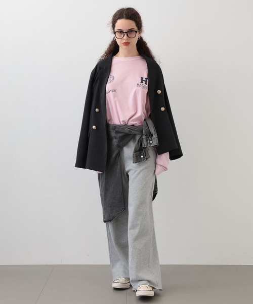 saloon(サルーン)の「SALOON(サルーン)/スウェットワイドパンツ【手洗い可】(スウェットパンツ・レディース・チャコールグレー/ライトグレー/アイボリー・FREE)」の8枚目の写真