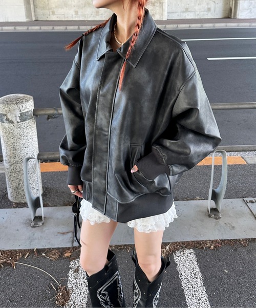 sedacle（セダクル）の「ヴィンテージライク合皮ブルゾン（ブルゾン・メンズ・ブラウン/ブラック・SMALL/MEDIUM/LARGE）」の3枚目の写真