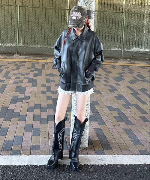 sedacle（セダクル）の「ヴィンテージライク合皮ブルゾン（ブルゾン・メンズ・ブラウン/ブラック・SMALL/MEDIUM/LARGE）」の7枚目の写真