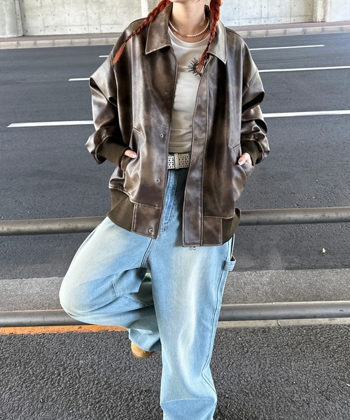 sedacle（セダクル）の「ヴィンテージライク合皮ブルゾン（ブルゾン・メンズ・ブラウン/ブラック・SMALL/MEDIUM/LARGE）」の12枚目の写真