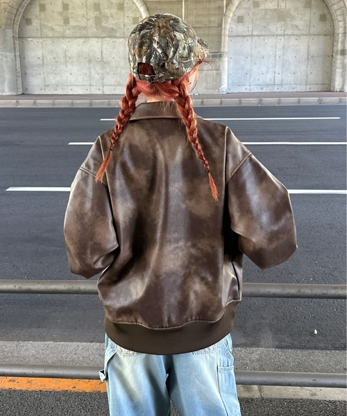 セール】ヴィンテージライク合皮ブルゾン（ブルゾン）｜sedacle