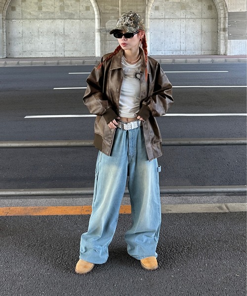 sedacle（セダクル）の「ヴィンテージライク合皮ブルゾン（ブルゾン・メンズ・ブラウン/ブラック・SMALL/MEDIUM/LARGE）」の22枚目の写真