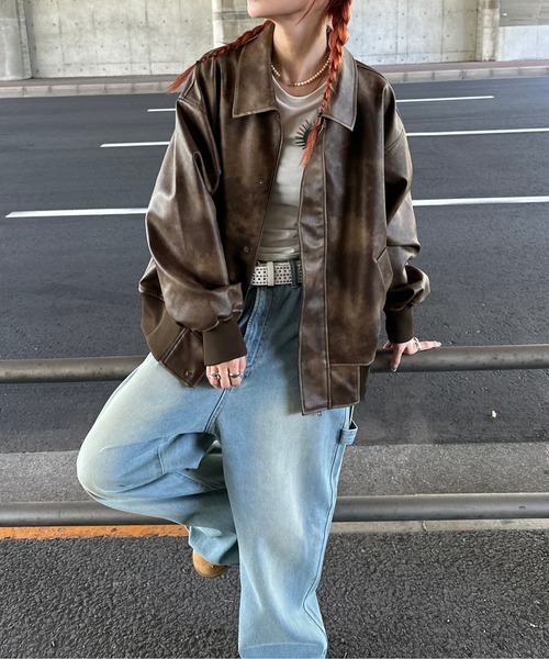 sedacle（セダクル）の「ヴィンテージライク合皮ブルゾン（ブルゾン・メンズ・ブラウン/ブラック・SMALL/MEDIUM/LARGE）」の18枚目の写真