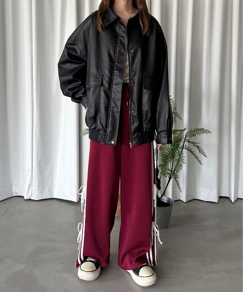 kutir(クティール)の「ラインリボンワイドトラックパンツ(その他パンツ・レディース・ブラック/ボルドー/ブルー・LARGE/MEDIUM)」の12枚目の写真