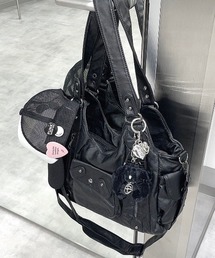 Never mind the XU   Chikashitsu+（ネバーマインド ザ エックスユー / チカシツプラス）の「【nmtc+】2way coating pocket shoulder bag   【エヌエムティーシープラス】ツーウェイコーティングポケットショルダーバッグ<着用動画あり>（ショルダーバッグ）」