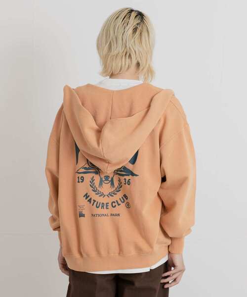 PARKS PROJECT(パークスプロジェクト)の「PARKS PROJECT T/C SWEAT DEER ZIP-UP(パーカー・メンズ・オレンジ/チャコールグレー・MEDIUM/LARGE)」の4枚目の写真