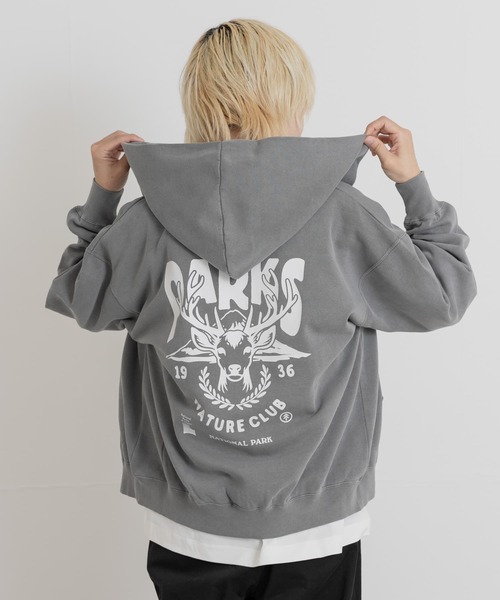 PARKS PROJECT(パークスプロジェクト)の「PARKS PROJECT T/C SWEAT DEER ZIP-UP(パーカー・メンズ・オレンジ/チャコールグレー・MEDIUM/LARGE)」の13枚目の写真