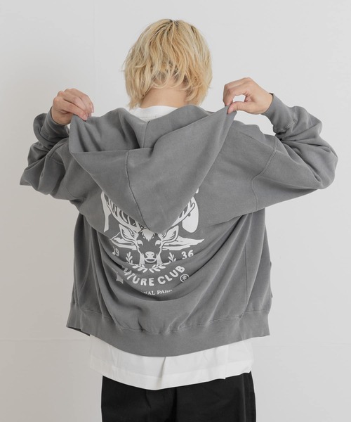 PARKS PROJECT(パークスプロジェクト)の「PARKS PROJECT T/C SWEAT DEER ZIP-UP(パーカー・メンズ・オレンジ/チャコールグレー・MEDIUM/LARGE)」の15枚目の写真