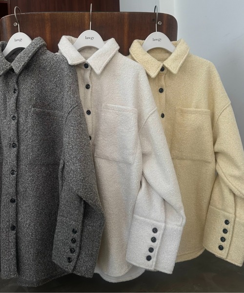 lawgy(ラウジー)の「loop tweed mix button shirt outer / ループツイードミックスボタンシャツアウター(その他アウター・レディース・クリーム/アイボリー/ブラウン・FREE)」の3枚目の写真