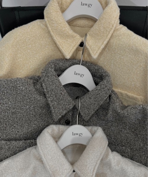 lawgy(ラウジー)の「loop tweed mix button shirt outer / ループツイードミックスボタンシャツアウター(その他アウター・レディース・クリーム/アイボリー/ブラウン・FREE)」の4枚目の写真