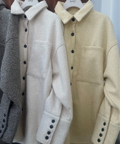 lawgy(ラウジー)の「loop tweed mix button shirt outer / ループツイードミックスボタンシャツアウター(その他アウター・レディース・クリーム/アイボリー/ブラウン・FREE)」の20枚目の写真