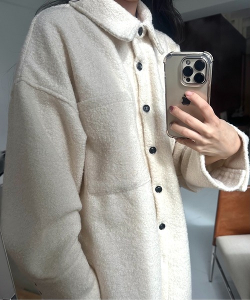 lawgy(ラウジー)の「loop tweed mix button shirt outer / ループツイードミックスボタンシャツアウター(その他アウター・レディース・クリーム/アイボリー/ブラウン・FREE)」の5枚目の写真