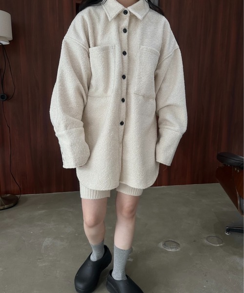 lawgy(ラウジー)の「loop tweed mix button shirt outer / ループツイードミックスボタンシャツアウター(その他アウター・レディース・クリーム/アイボリー/ブラウン・FREE)」の6枚目の写真
