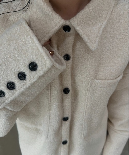 lawgy(ラウジー)の「loop tweed mix button shirt outer / ループツイードミックスボタンシャツアウター(その他アウター・レディース・クリーム/アイボリー/ブラウン・FREE)」の8枚目の写真