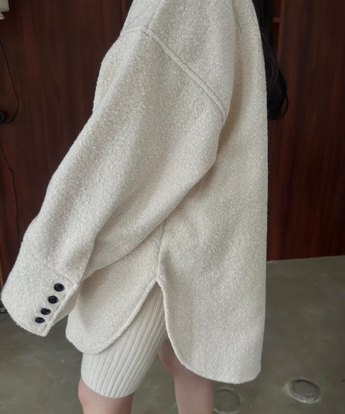 lawgy(ラウジー)の「loop tweed mix button shirt outer / ループツイードミックスボタンシャツアウター(その他アウター・レディース・クリーム/アイボリー/ブラウン・FREE)」の9枚目の写真