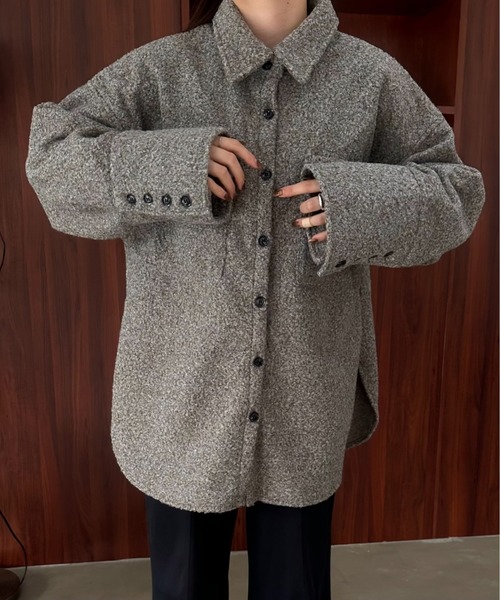 lawgy(ラウジー)の「loop tweed mix button shirt outer / ループツイードミックスボタンシャツアウター(その他アウター・レディース・クリーム/アイボリー/ブラウン・FREE)」の11枚目の写真