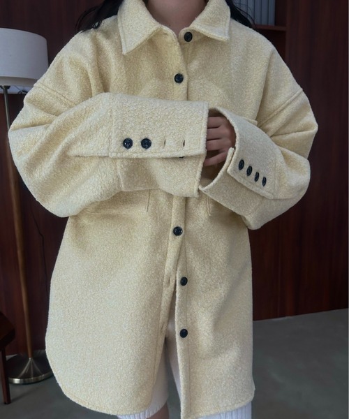 lawgy(ラウジー)の「loop tweed mix button shirt outer / ループツイードミックスボタンシャツアウター(その他アウター・レディース・クリーム/アイボリー/ブラウン・FREE)」の16枚目の写真