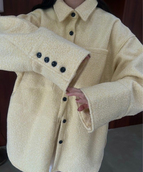 lawgy(ラウジー)の「loop tweed mix button shirt outer / ループツイードミックスボタンシャツアウター(その他アウター・レディース・クリーム/アイボリー/ブラウン・FREE)」の19枚目の写真