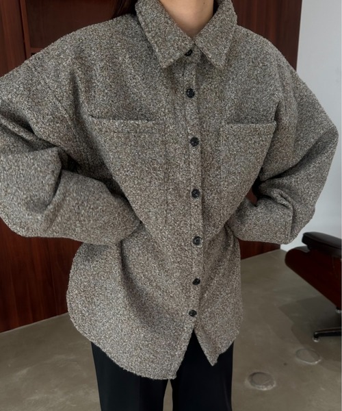 lawgy(ラウジー)の「loop tweed mix button shirt outer / ループツイードミックスボタンシャツアウター(その他アウター・レディース・クリーム/アイボリー/ブラウン・FREE)」の12枚目の写真