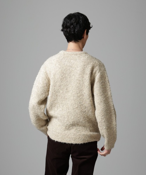 NANO universe（ナノユニバース）の「ウールミックスブークレニット（ニット/セーター・メンズ・アイボリー/ブラウン/グリーン/バーガンディー・S/M/L）」の8枚目の写真