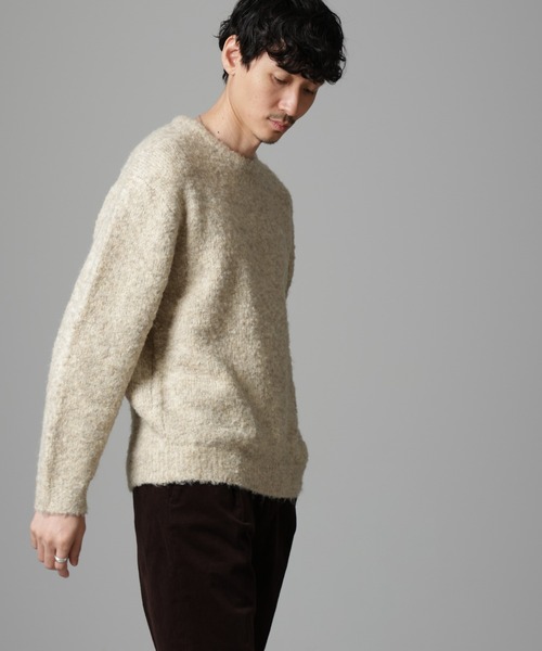NANO universe（ナノユニバース）の「ウールミックスブークレニット（ニット/セーター・メンズ・アイボリー/ブラウン/グリーン/バーガンディー・S/M/L）」の6枚目の写真
